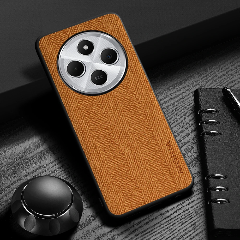 Etui do Xiaomi Redmi 14C 13 12 4G 5G Design Proste, lekkie, trwałe skórzane etui z drewna do Xiaomi Redmi 13C 4G 5G