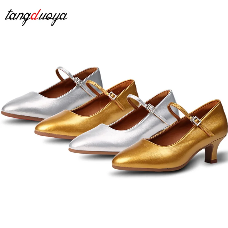 Women Ballroom Dance Shoes Patent Leather Modern Latin Shoes Cost-effective Waltz Tango Dancing Heels Closed Toe Salsa Shoes