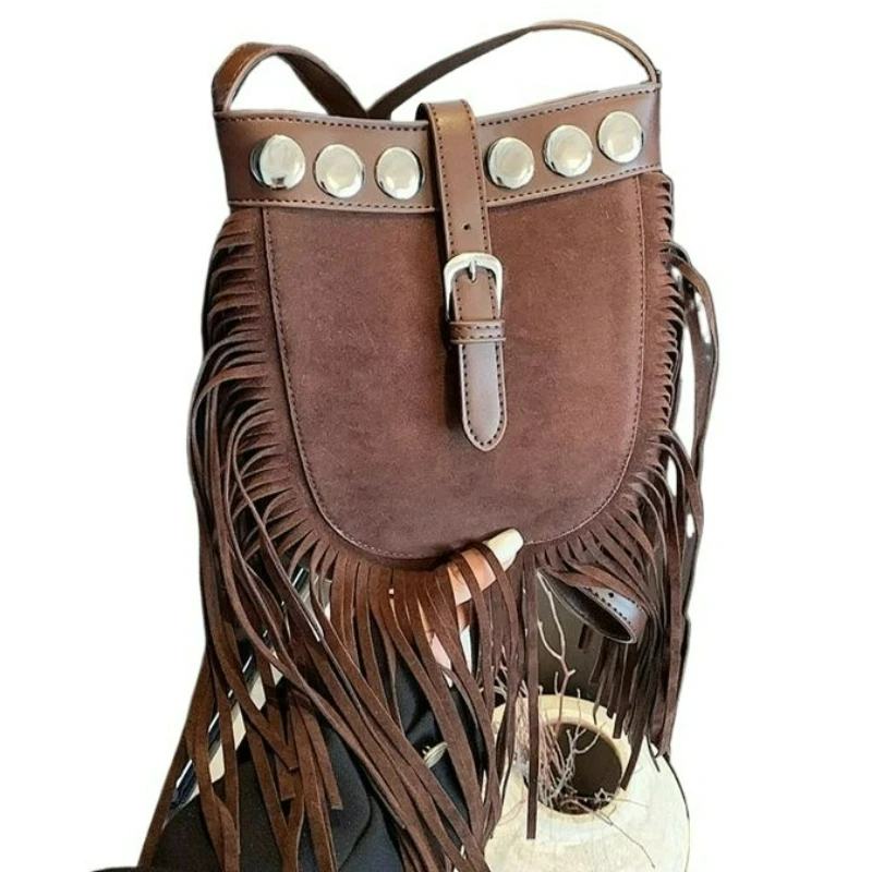 

Fashion New Tassel Bag Handmade Women's New Retro Ethnic Style One Shoulder Oblique Span Bag Exquisite Simple Casual Trend Retro