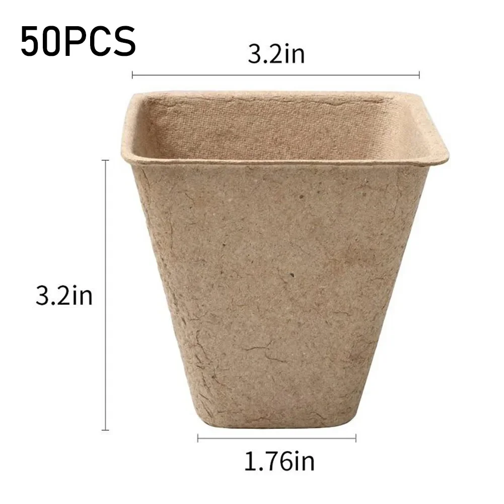 50Pcs Plant Pots Nursery Cups Garden Tray Biodegradable Paper Pulp Peat Pots 6/8cm Plant Grow Bags For Home Garden Accessories