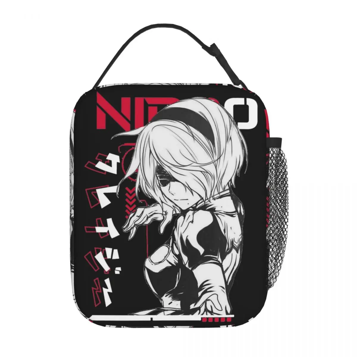 Nier Automata 2B Insulated Lunch Bags Portable Anime Reusable Thermal Bag Tote Lunch Box Office Outdoor Food Bag