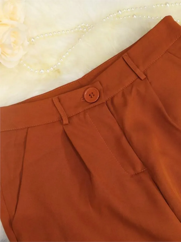 Autumn Women's Blazer Set Casual Blazer Coat And Wide Leg Pants Two-piece Sets 2025 New Orange Fashion Office Work Outfits Lady