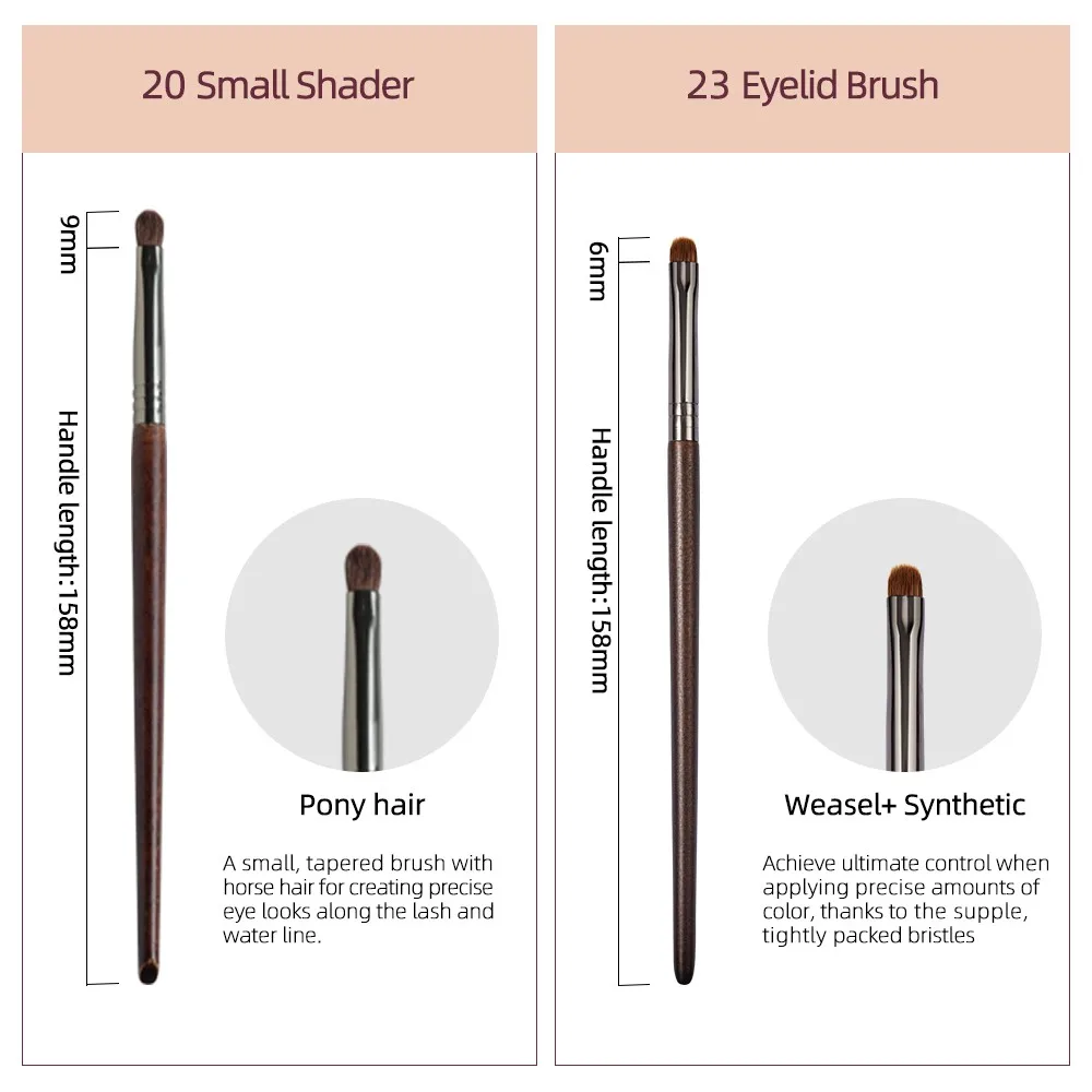 OVW 2PCS Makeup Brush Cosmetic Tool For Small Shade Eyelid Brush Pony Weasel Synthetic Make Up Brush