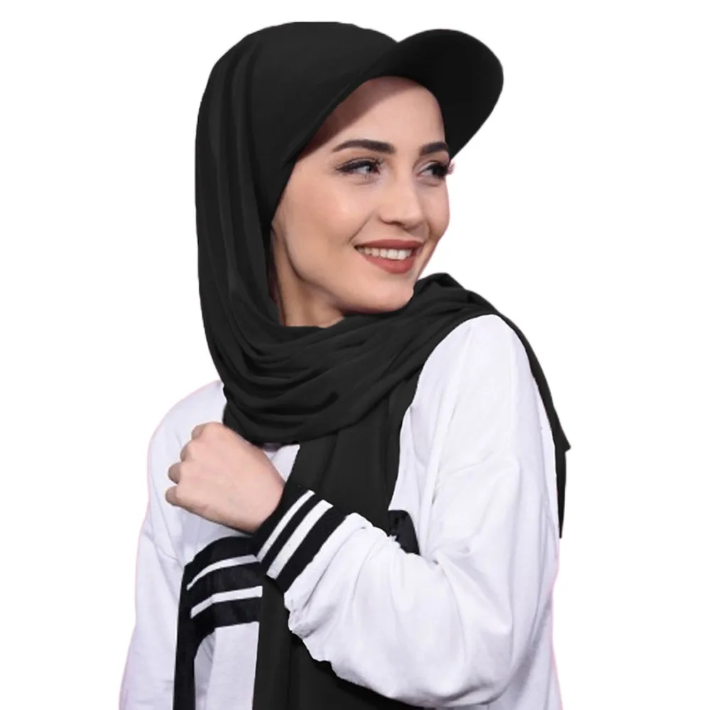 

Casual Turban Shawl Design Scarf Baseball Cap Soft Polyester Headscarf Cap Sports Breathable Bandana Brim Hat Women