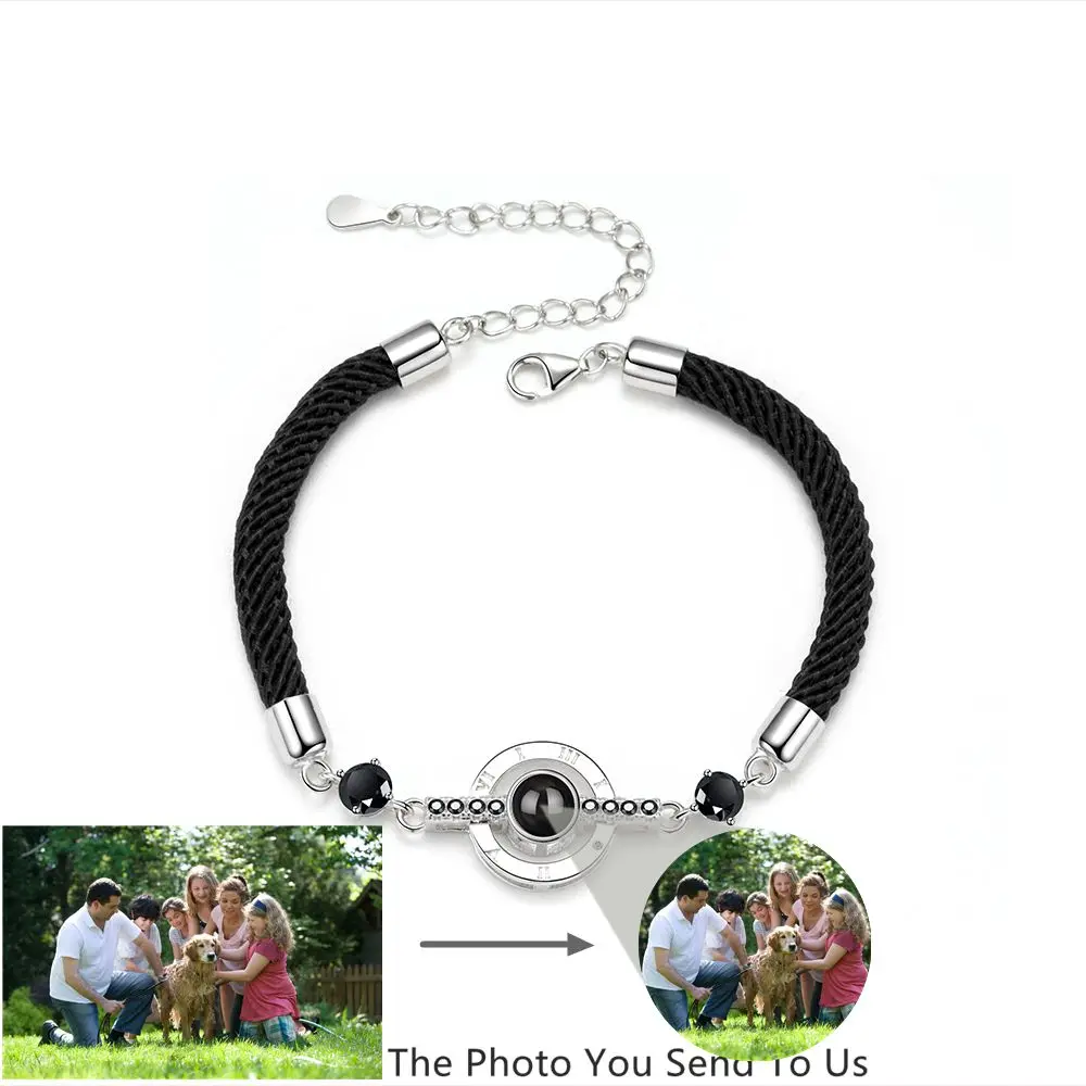 925 Silver Personalized Projection Photo Bracelet Custom Photo Bracelet for Women Mom Couple Mother's Day Jewelry Memorial Gift