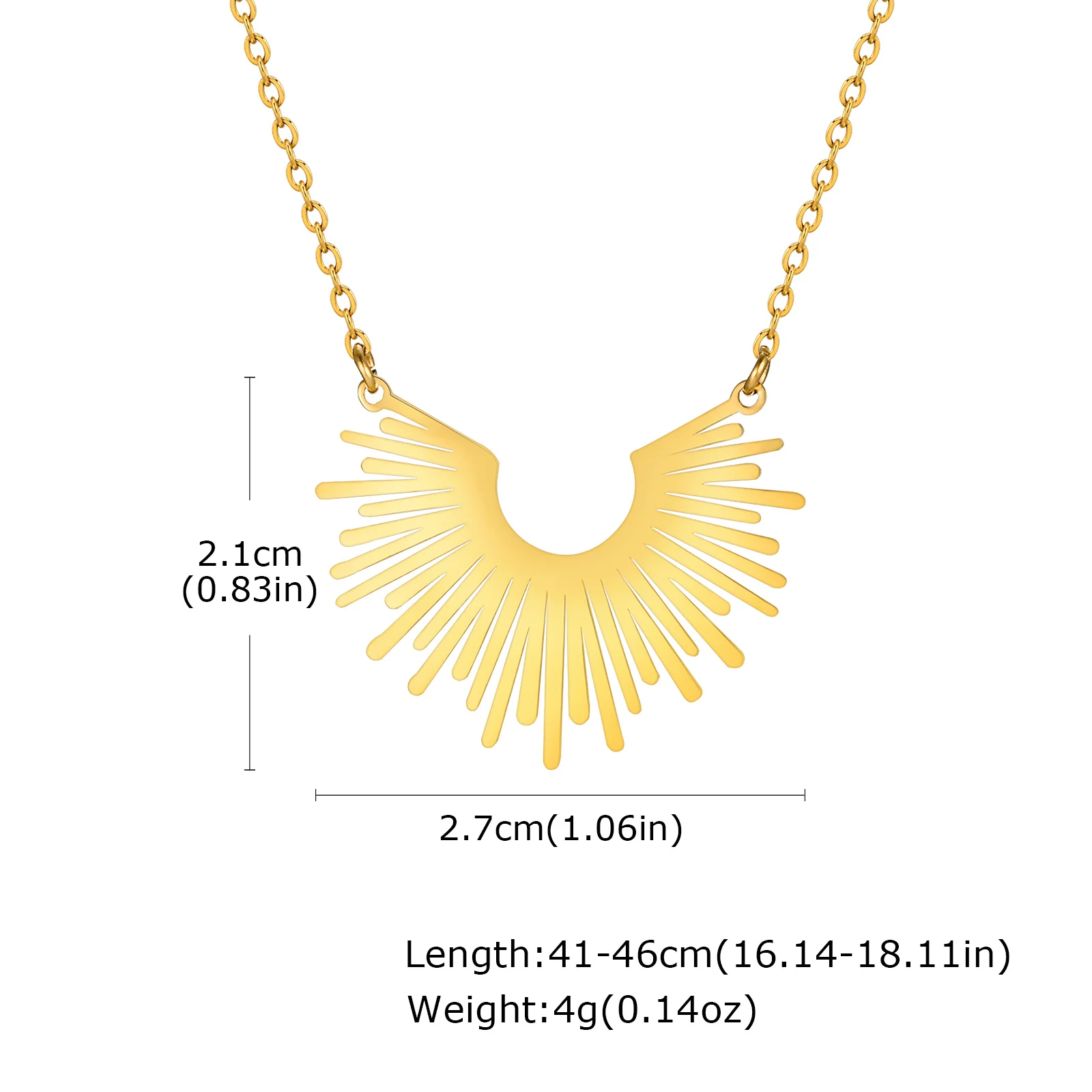 Stainless Steel Jewelry Sun Rays Necklace For Women,18k Gold Plated Pendant Chain For Mom Girlfriend Valentine's Day Gift