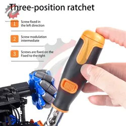 Portable Ratchet Screwdriver S2CR-V Multifunctional Screwdriver Set 180° Adjustable Anti-skid Handle Hidden Screwdriver Head