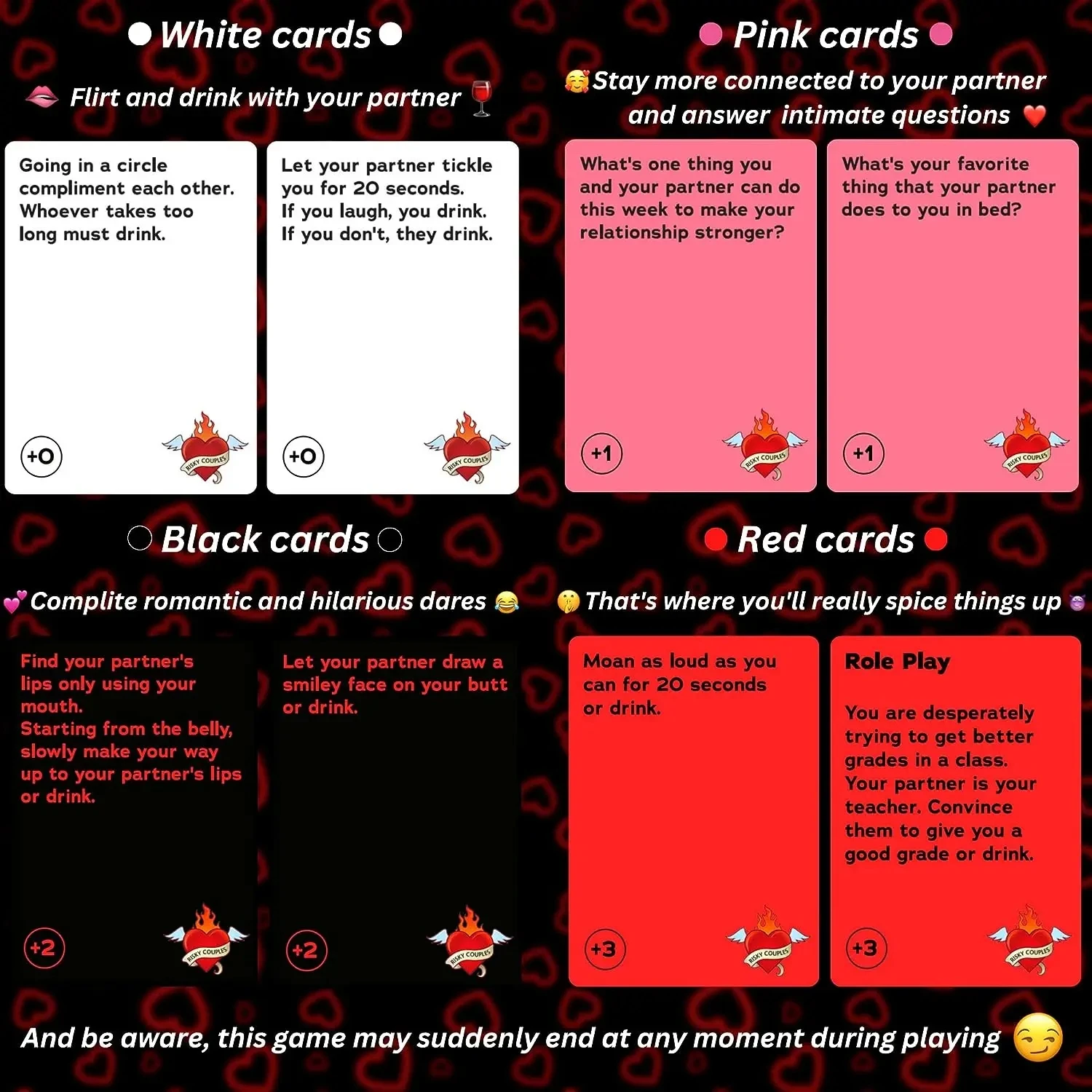 RISKY COUPLES - Fun Couples Game for Date Night 150 Spicy Dares Questions for Your Partner Romantic Anniversary Valentines Gifts