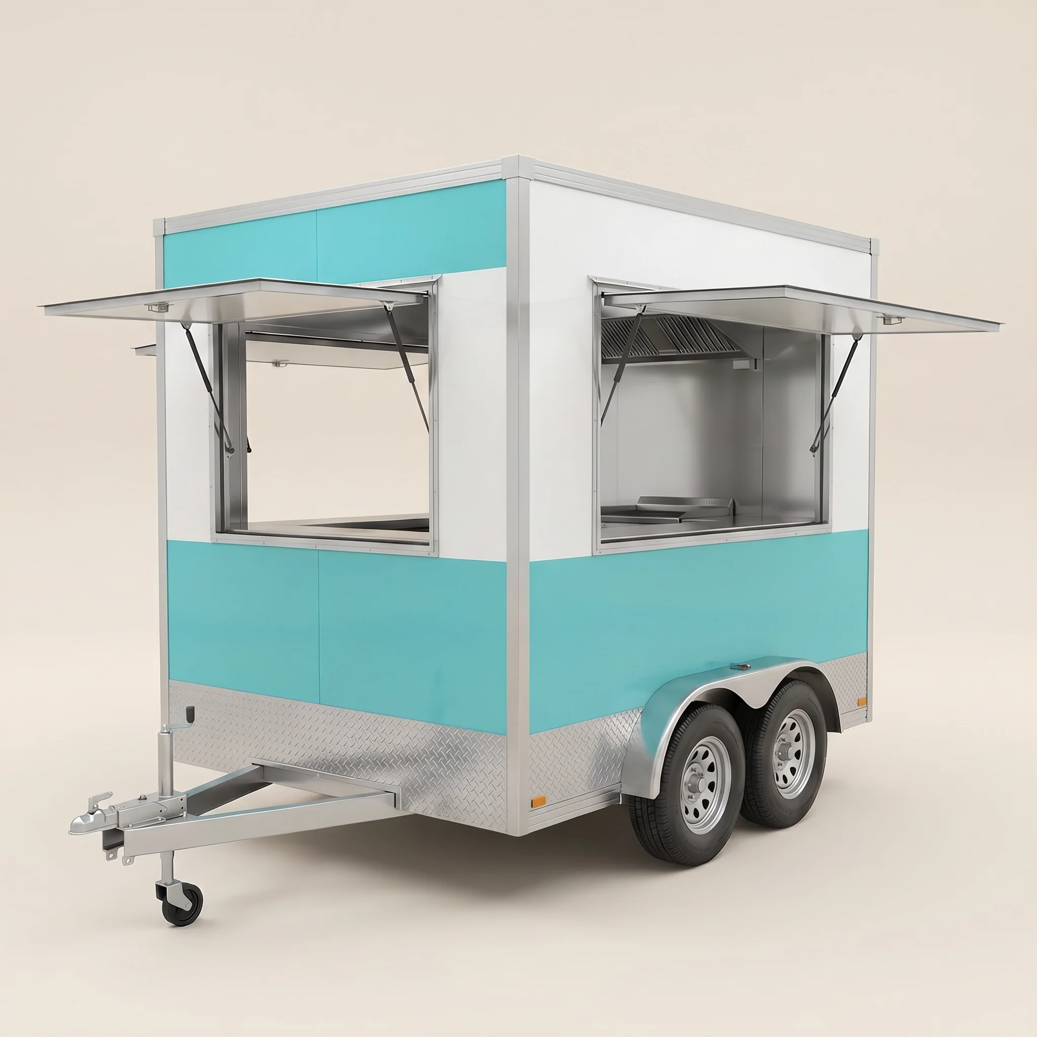 Classic Commercial Square Food Truck CE Approved Mobile Fast Food Trailer Fried Chicken Burger Pizza Vending Box Cart Sale