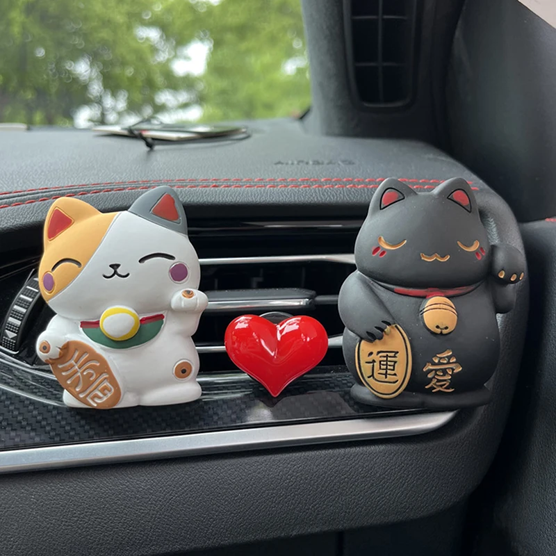 Автомобильный освежитель воздуха, диффузор с зажимом, ароматизатор Lucky Cat, полимерный художественный зажим для духов, автомобильный воздуховод, аксессуары для интерьера