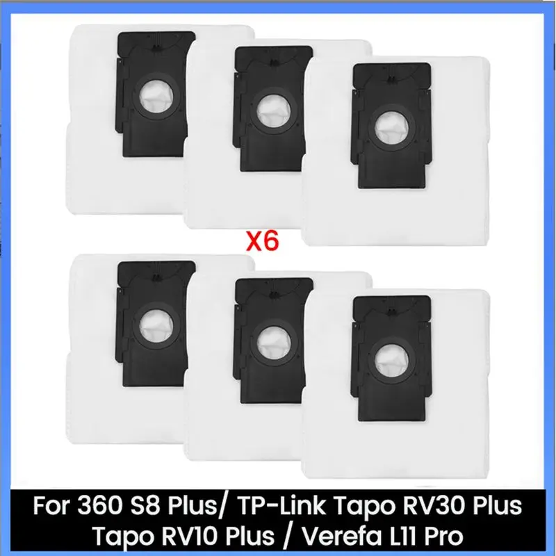Мешки для сбора пыли для роботов-пылесосов 360 S8 Plus/ TP-Link Tapo RV30 Plus / Tapo RV10 Plus / Verefa L11 Pro, 6 шт.