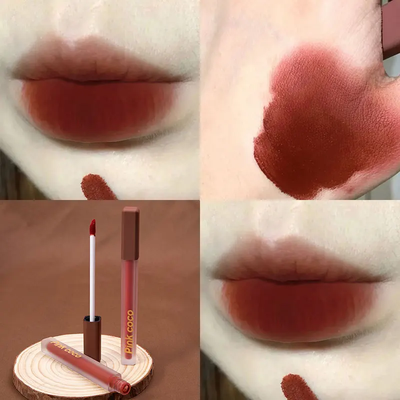 Pink Coco Velvet Matte Powder Mist Air Lip Gloss Light Silky Lock Color Lip Mud Whitening Długotrwała szminka Kosmetyki