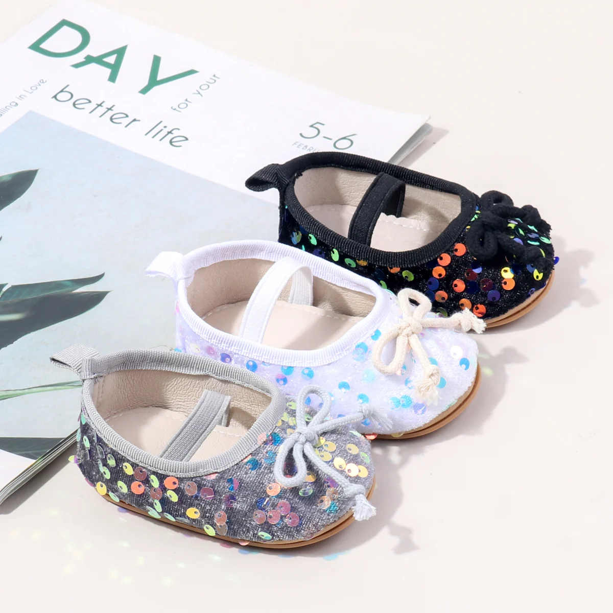 Spring And Autumn Baby Girls Princess First Walking Toddler Shoes With High Quality TPR Sole And Sequin Design For 0-18M Baby