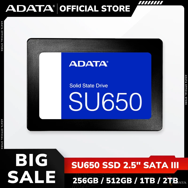 ADATA SU650 3D NAND SSD 2.5” SATA III Internal Solid State Drive 256GB 512GB 1TB 2TB Max 520Mb Hard Disk for Desktop Laptop