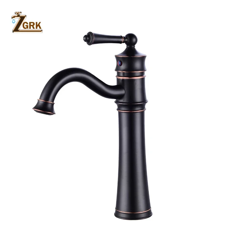 ZGRK Basin Faucets Black Bathroom Faucet Mixer Vintage Hot and Cold Wash Basin Mixer Tap Sink Single Handle Crane Black Taps