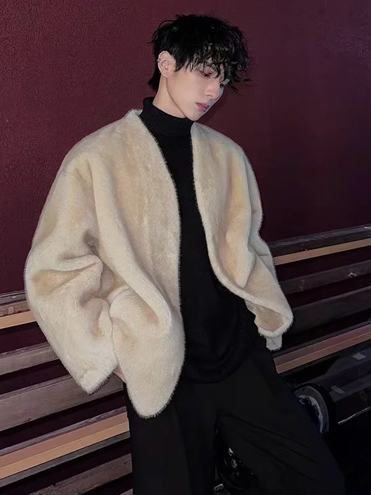 

Deep ey ort Men's Fur Jaet Autumn Winter Leather And Fur Inteated Simulation Rabbit Fur High-End Feeling Cool Korean ...