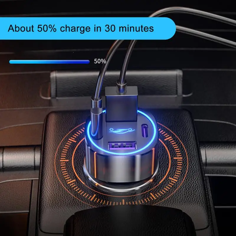 Fast Charging Car Adapter 100W PD Car USB Charger High-Speed Car Charger QC3.0 Dual USB Type C Charger Adapter For Phones