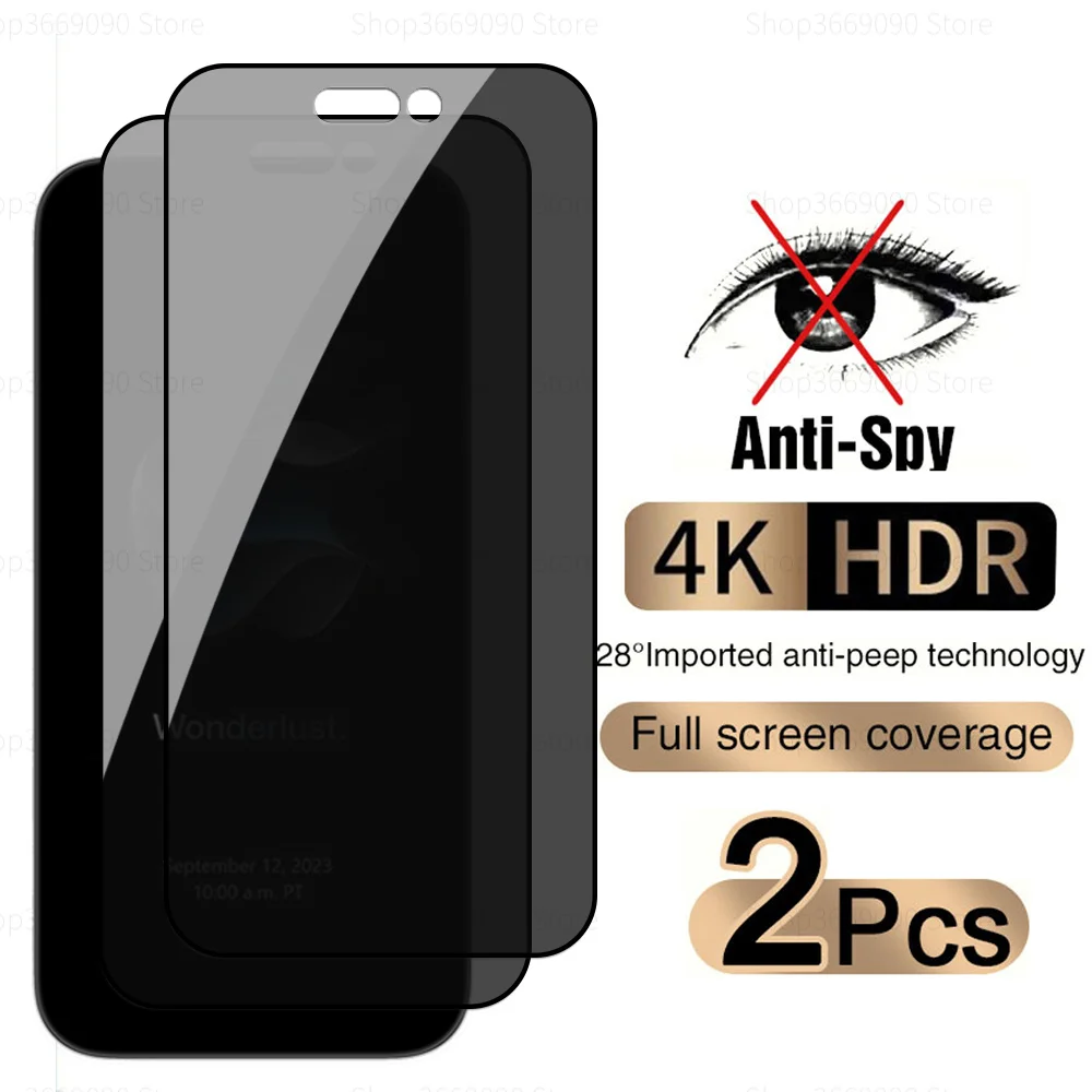 2 шт. закаленное стекло для конфиденциальности для Iphone 15 Pro Max, противошпионские защитные пленки для экрана iPhone15 Plus 15Pro I Phone 15 pro max, стеклянные пленки