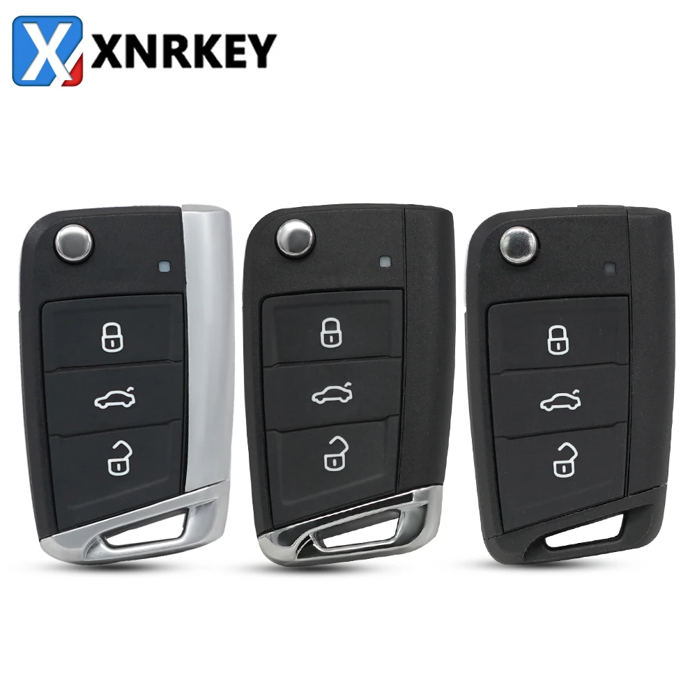 

XNRKEY 3 Button Flip Remote Car Key Shell Case for Volkswagen Skoda Octavia A7 VW Golf 7 MK7 Seat Leon Passat Beetle Polo Bora