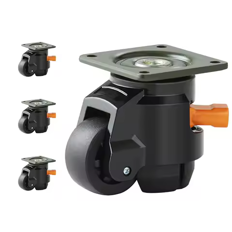 SucceBuy 4 Pcs Leveling Casters Heavy Duty Swivel Caster Wheels with Handle Design Height Adjustable Feet for Workbench Machine