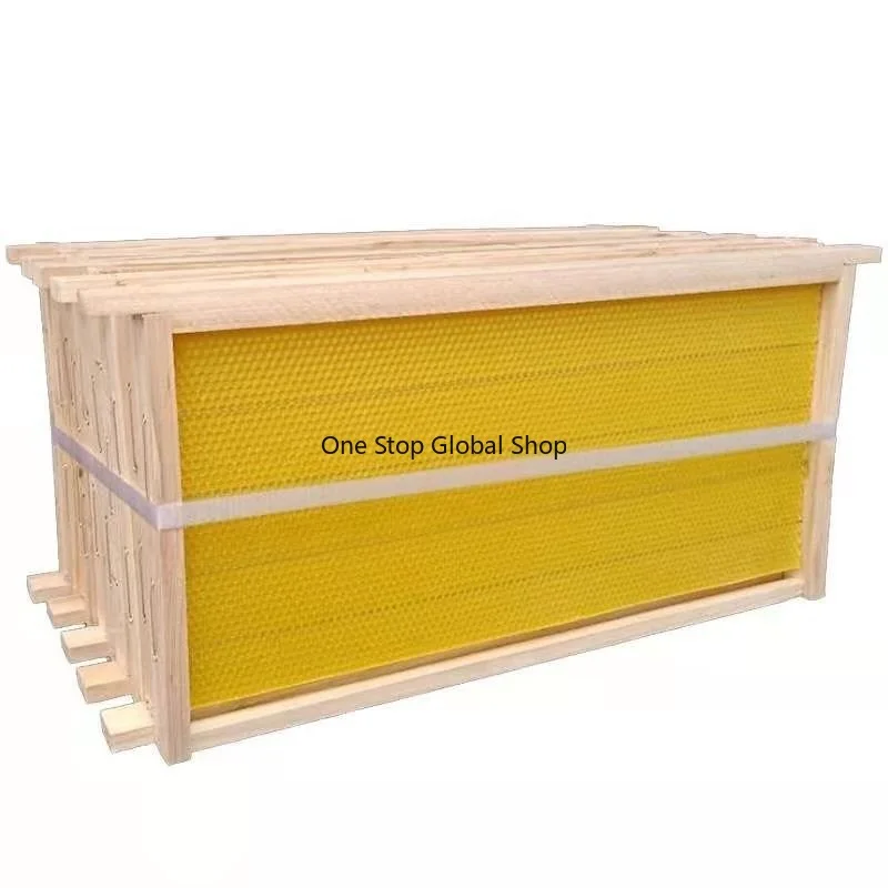 

5pcs Waxed Foundation with Frames Beehive Kit Wax Coated Bee Langstroth Bee Hive Frames for Beekeeping