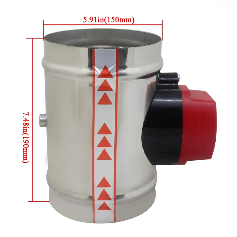 1PCS Stainless Steel Motorized Air Duct Damper Valve for HVAC Air Balancing System OD 150mm DC24V Duct Damper