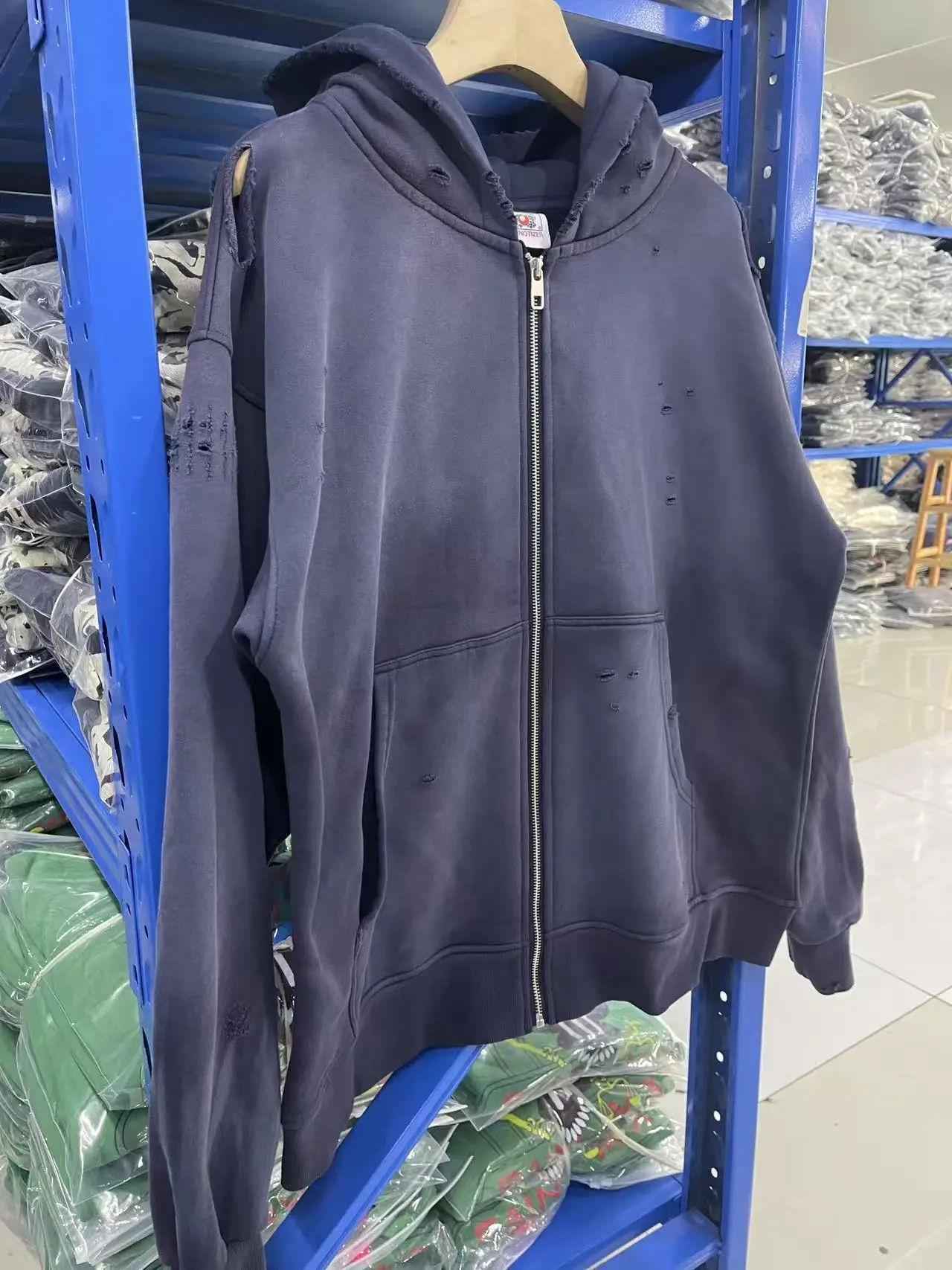 

Good Quality Saint Zipper Hoodie Jacket Hole Washed and Distressed Women Men High Street Fashion Oversized Hoodie