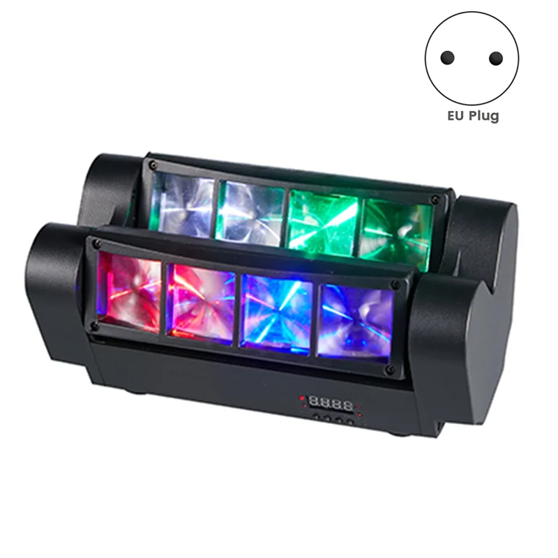 LBER Mini Spider Light 8X3w RGBW LED Stage  Moving Lamp DJ Disco Nightclub Dance Wedding Bar Holiday Effect EU PLUG