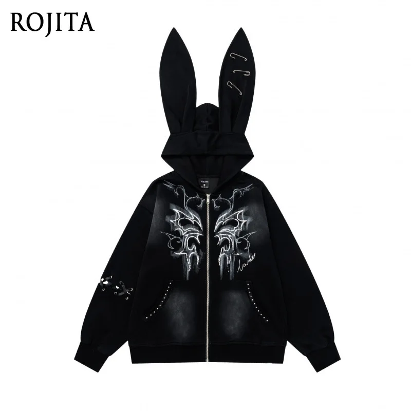 

Новая весенняя коллекция 2026: Женская толстовка-кардиган с капюшоном и ушками в американском ретро-стиле, с уникальным дизайном, в духе японской субкультуры