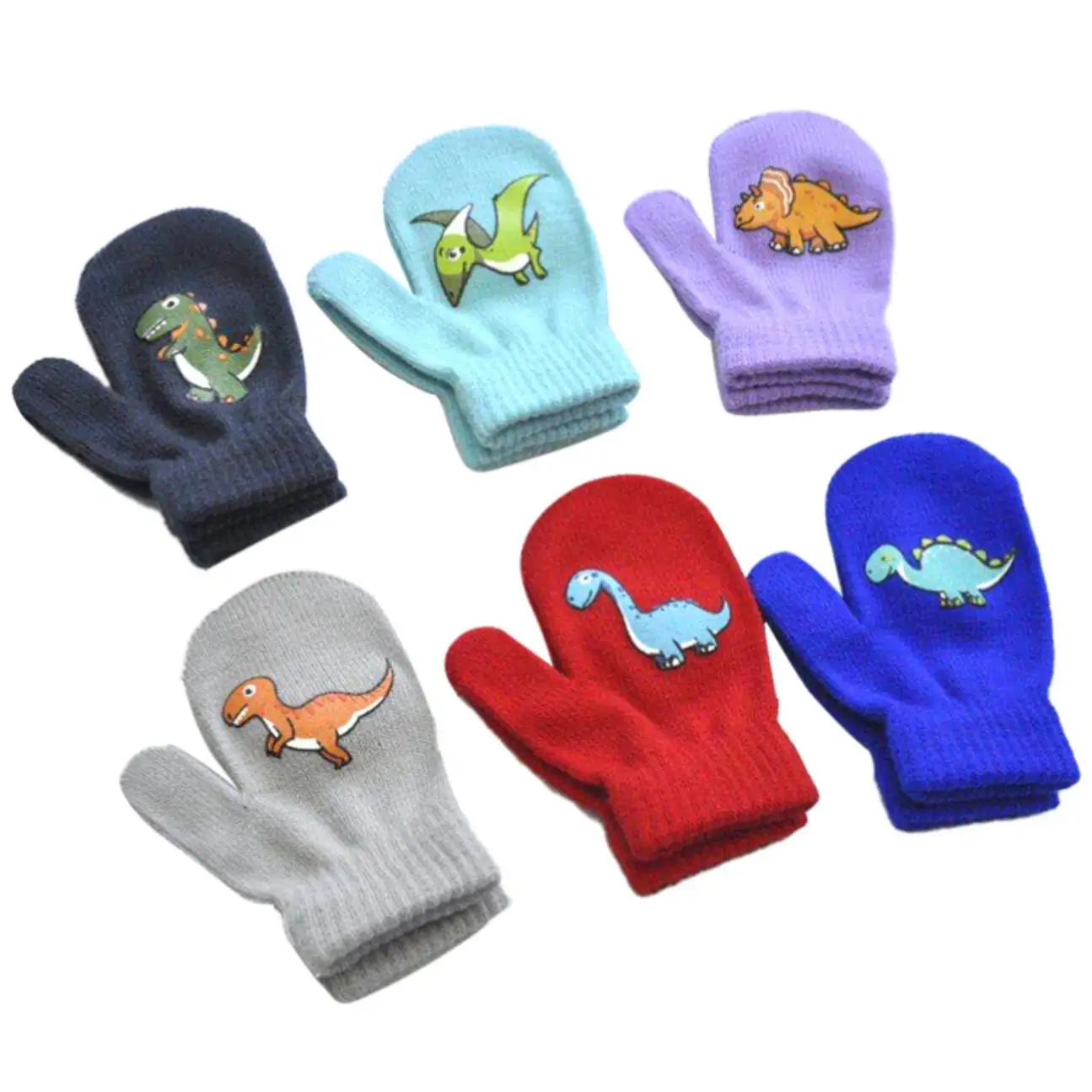 1 Pair Cartoon Anti-grasping Warm Gloves Protection Baby Mitten Cute Unisex Girls Boy Cute Kawaii Dinosaur Newborn Love Face