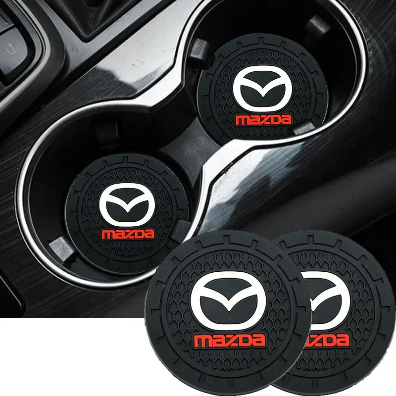 2PCS Car Water Coaster Non-slip Mats for Mazda Protege RX8 RX7 MX3 Axela 6 Atenza MX5 CX9 CX5 CX7 323 Auto Interior Accessories