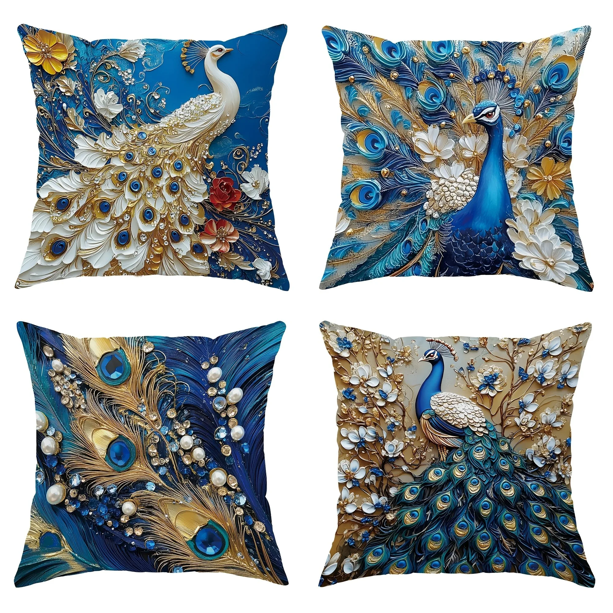 

Pink Relief Floral and Bird PillowcaseBedroom Living Room Sofa Home Decor Polyester Cushion Cover with Zipper