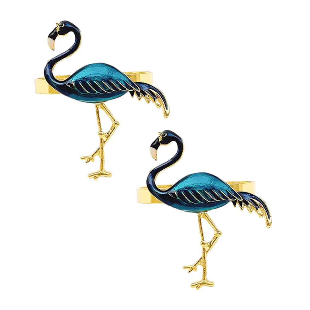 

2Pcs Flamingos Napkin Rings Elegant Alloy Reusable Decor for Wedding Banquet Party Gatherings Flamingos Napkin Ring