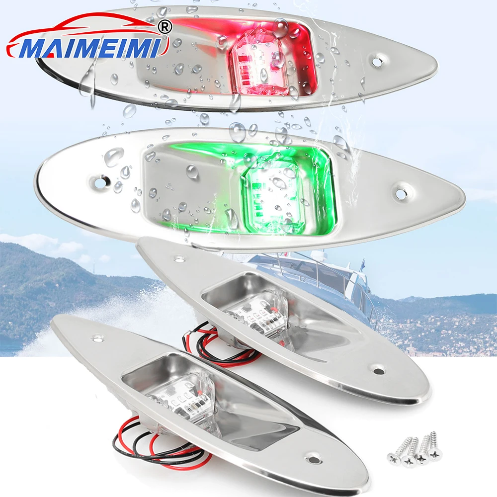 

2pcs 12V LED Boat Side Light Waterproof Navigation Light Corrosion Resistant Signal Lamp For Marine Boat Yacht