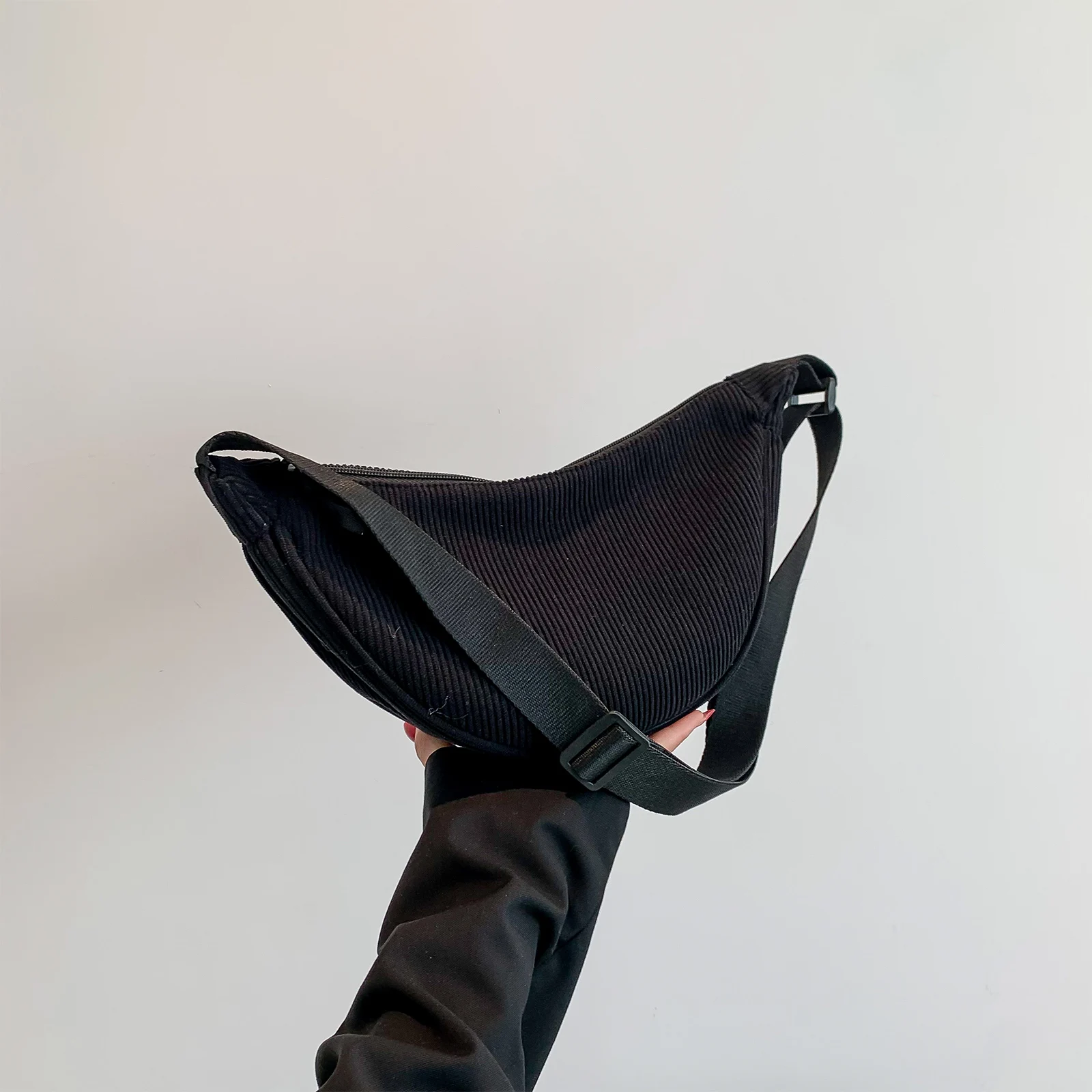 

Dumpling Bag Stylish Shoulder Bag Adjustable Strap Corduroy Womens Satchel Bag Solid Color Ladies Sling Bag Casual Shopping Bag