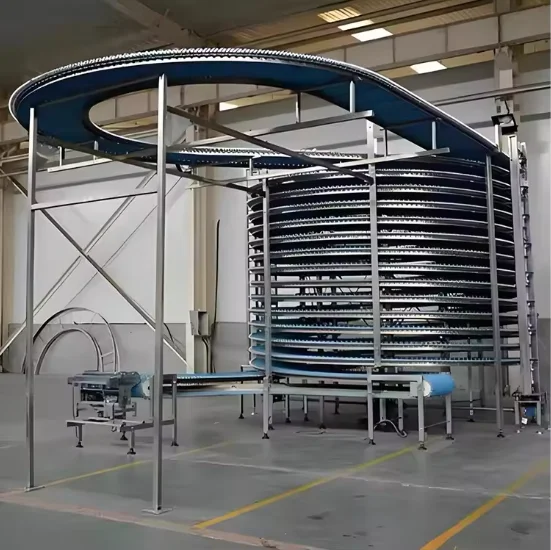 Factory Outlet Tunnel Spiral Tower Oven Conveyor Bakery Equipment Screw Feeder Transfer Device for Cooling customize