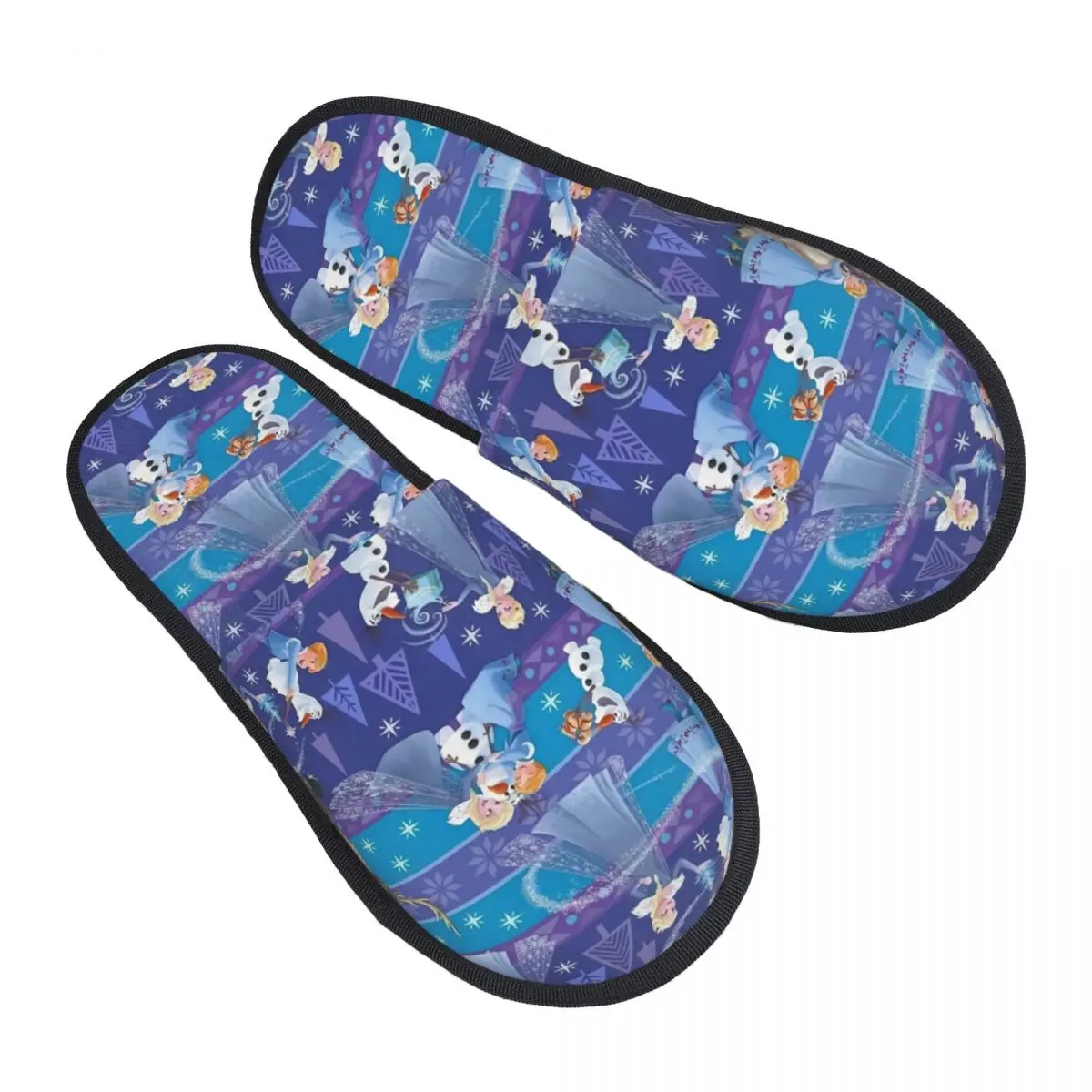 Custom Frozen Elsa Olaf Pattern House Slippers Women Comfy Memory Foam Slip On Bedroom Slipper Shoes