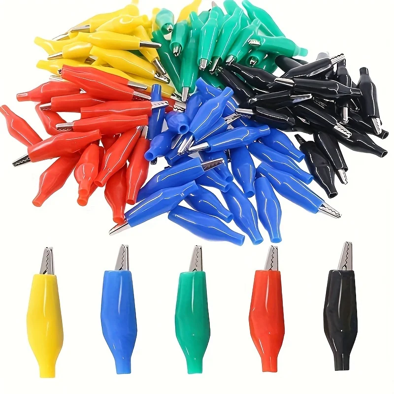 20pcs 28mm 5 Colors Small Test Clips Small Power Safety Iron Clips Instrument Test Alligator Clips Fixed Clips