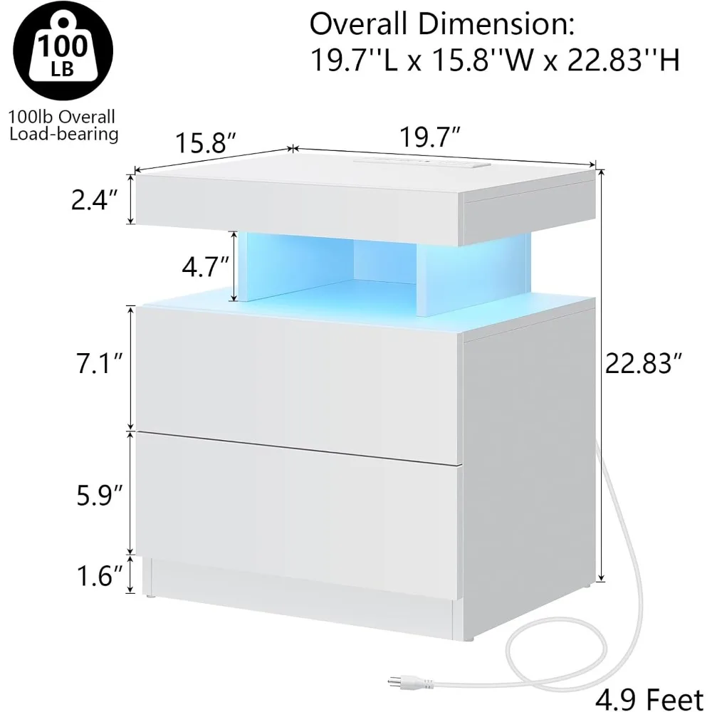 โต๊ะข้างเตียงอัจฉริยะ LED รุ่นใหม่ พร้อมที่ชาร์จไร้สายและพอร์ต USB-C สำหรับใช้งานข้างเตียง