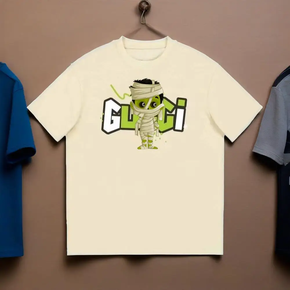 

25. Роскошная брендовая футболка из чистого хлопка с принтом Y2K, базовая простая стильная повседневная мужская футболка большого размера с круглым вырезом и женским топом