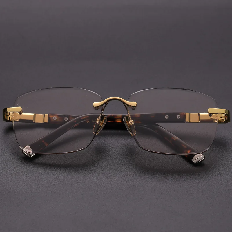 Natural Crystal Stone Sunglasses Man Luxury Rimless Glass Sun Glasses Woman Mineral Lens Vintage Acetate Frame Top Quality