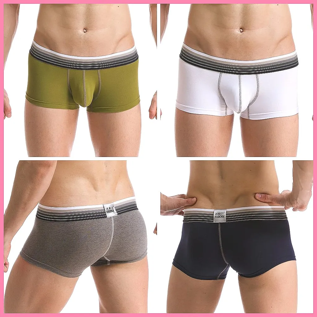 Men's Cotton Underwear U-Pouch Boxer Briefs - Breathable, Soft Stretch & Comfortable Low Rose Briefs (Character Count: 78)