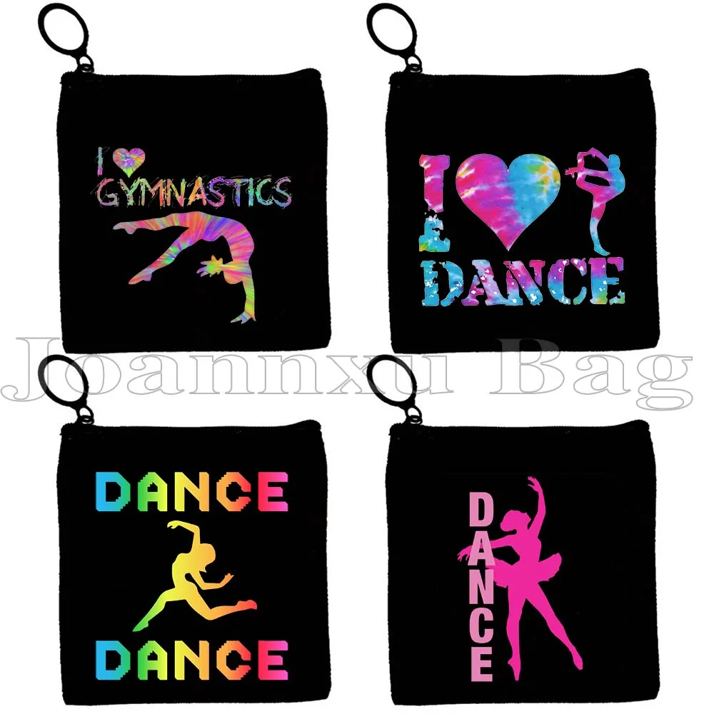 

Ballerina Girl Silhouette Love Dance Ballet Dancer Gymnastics Gifts Aerial Silks Canvas Coin Purse Key Storage Bag Wallet Pouch