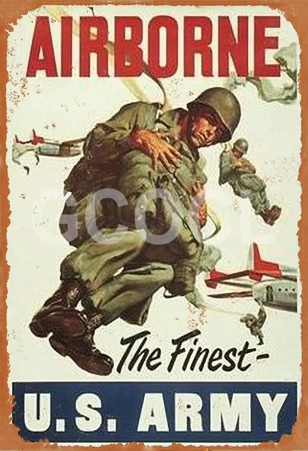 Tin Sign For Airborne The Finest U.S. Army Vintage Sign Logo 12 8 inches Advertising Eye-Catching Wall Decoration