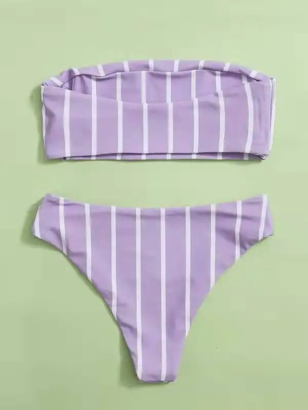 Nadruk z dziewczyną w paski Bikini Bandeau strój kąpielowy dla dzieci dwuczęściowy strój kąpielowy dla dzieci 7-12 lat kostium kąpielowy dla dzieci