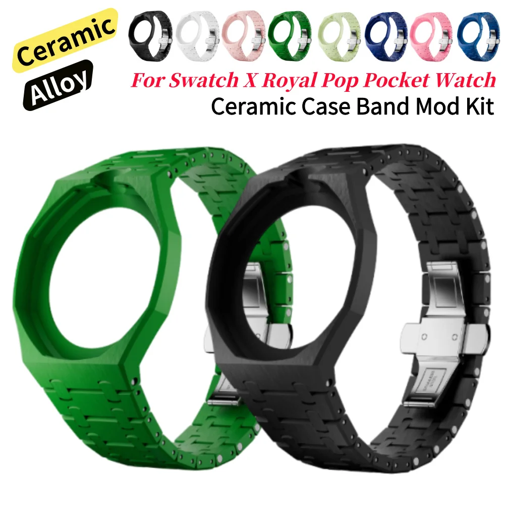 Ceramic Modification Kit For Swatch X Royal Pop Changer Watch Full Case Link Bracelet Strap Watch Mod Accessory For Men Women
