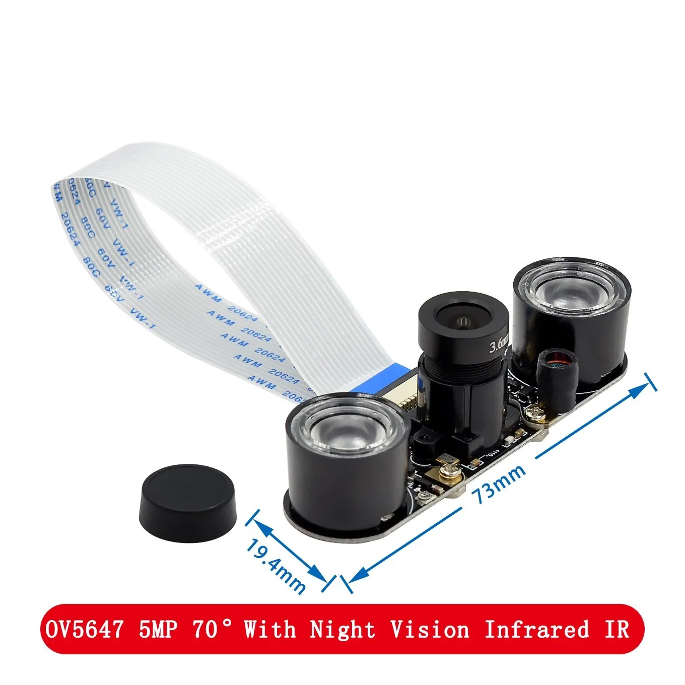 Voor Raspberry Pi 4 Nachtzicht Fisheye Camera 5MP OV5647 70/95/160 Graden Focal Verstelbare Camera voor Raspberry Pi 3 Model B