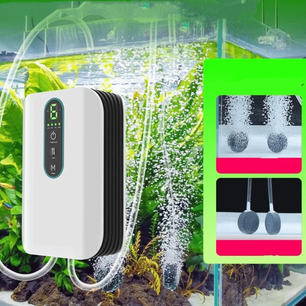 Single/Double Hole Aquarium Sauerstoff Pumpe Wiederaufladbare Wasserdichte Aquarium Luftpumpe Dual-Purpose Ultra Silent Tragbare Luftpumpe