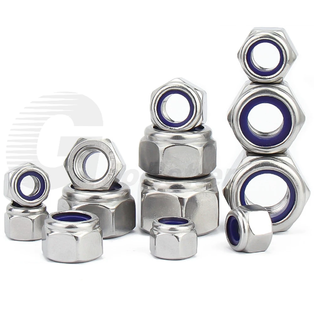 

Fine Thread Nylon Self-locking Nuts M6 M8 M10 M12 M14 M16 M18 M20 304 Stainless Steel Nylon Insert Lock Nuts For Bolts Fasteners