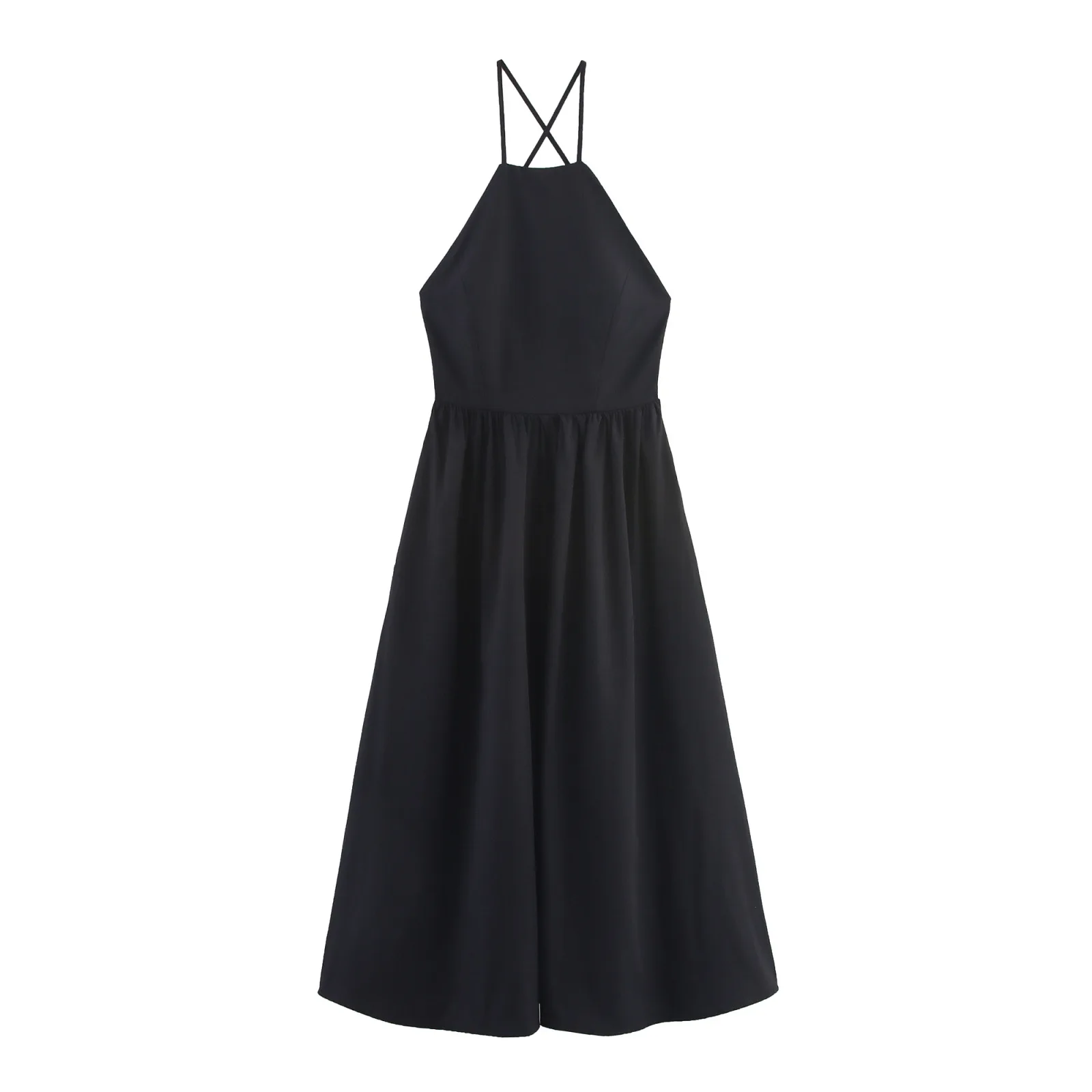 2025 women's dress sleeveless back cross lace design long dress sexy backless midi dress women's holiday casual dress